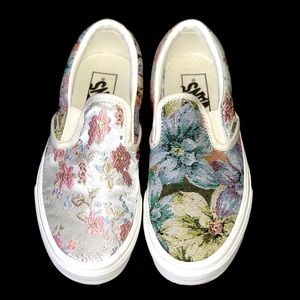 Vans floral tapestry slip ons